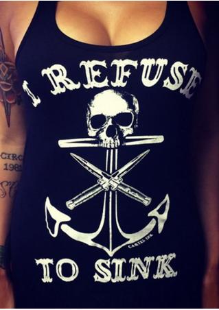 Skull Letter Printed Casual Tank