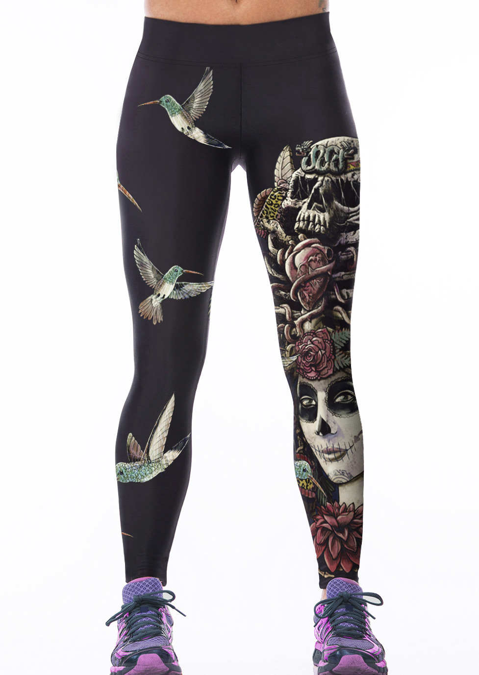 yoga queen pants Bird  Bodycon Printed Fairyseason Pants Yoga  Skull Queen