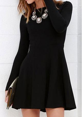 Black Ruffled Back Zipper A-Line Mini Dress