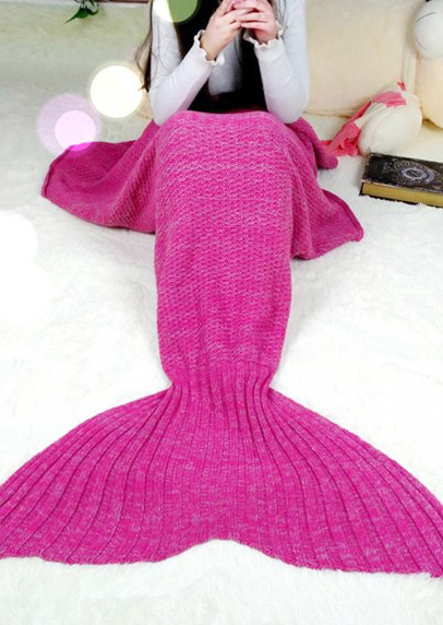 Solid Knitted Warm Fishtail Blanket