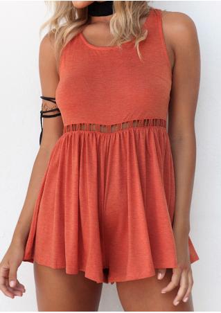 Solid Hollow Out Backless Sexy Romper