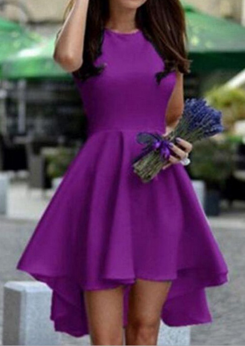 Solid Irregular Sleeveless Fashion Party Dress - Fairyseason