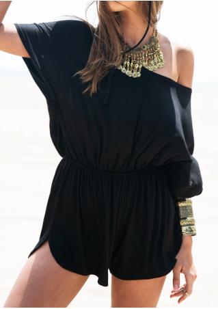 Solid Slash Neck Sexy Romper Without Necklace
