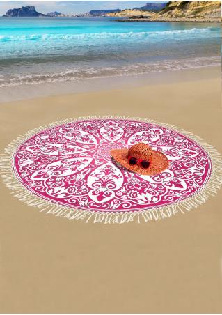 Printed Tassel Splicing Round Beach Blanket