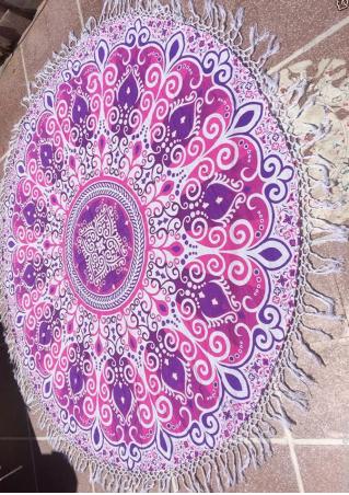 Printed Pattern Tassel Round Blanket