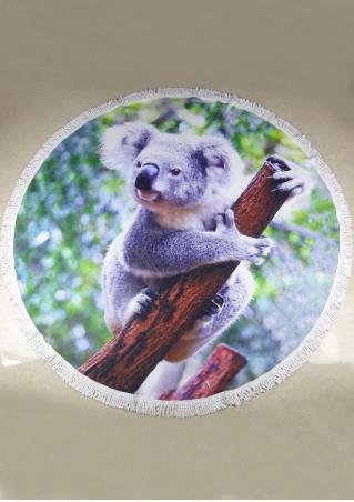 Koala Bird Flower Printed Round Blanket