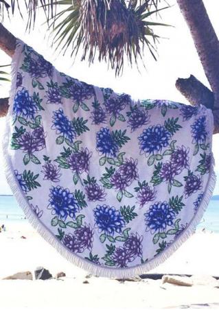 Flower Printed Round Beach Blanket