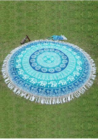 Mandala Elephant Round Picnic Blanket