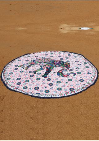 Mandala Elephant Pattern Round Blanket