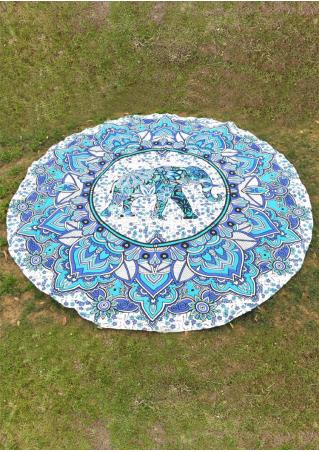 Mandala Elephant Round Picnic Blanket