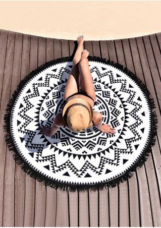 Mandala Geometric Tassel Round Beach Blanket