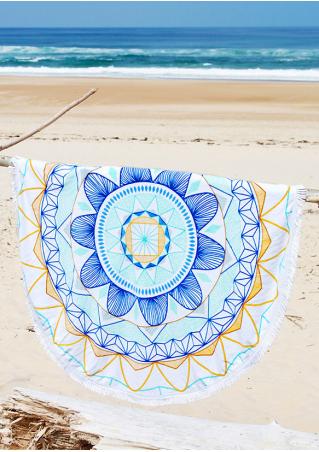 Multicolor Flower Round Beach Blanket