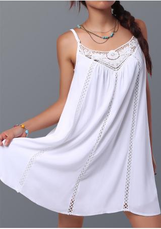 Solid Lace Splicing Strap Dress Without Necklace