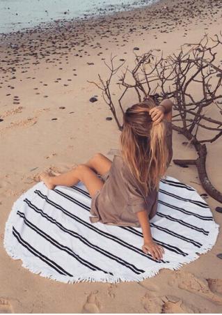 Striped Tassel Round Beach Blanket