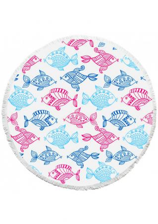 Fish Turtle Printed Round Blanket