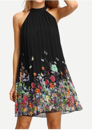Floral Ruffled Sleeveless Fashion Mini Dress