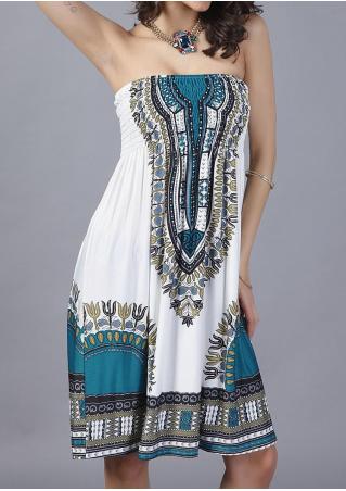 Printed Mini Strapless Dress Without Necklace
