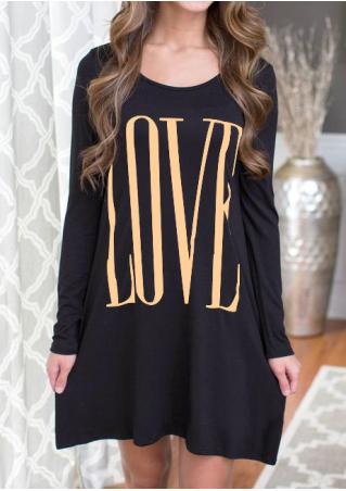 LOVE Letter Printed Casual Shift Dress