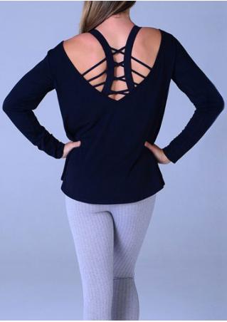 Solid Hollow Out Loose Blouse