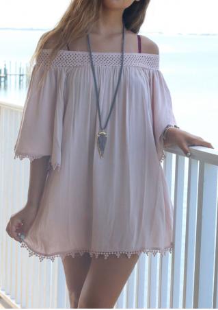 Splicing Ruffled Off Shoulder Mini Dress Without Necklace