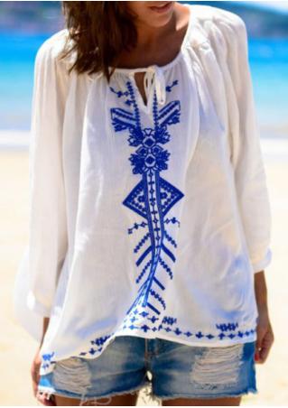 Ethnic Printed Knot Loose Blouse