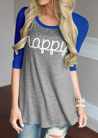 HAPPY Letter Printed T-Shirt