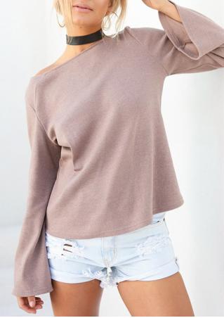 Solid Long Sleeve T-Shirt Without Necklace