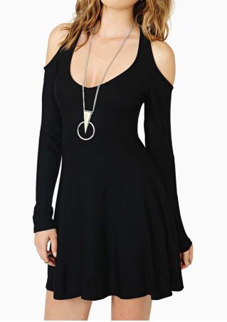 Solid Off Shoulder Mini Dress Without Necklace