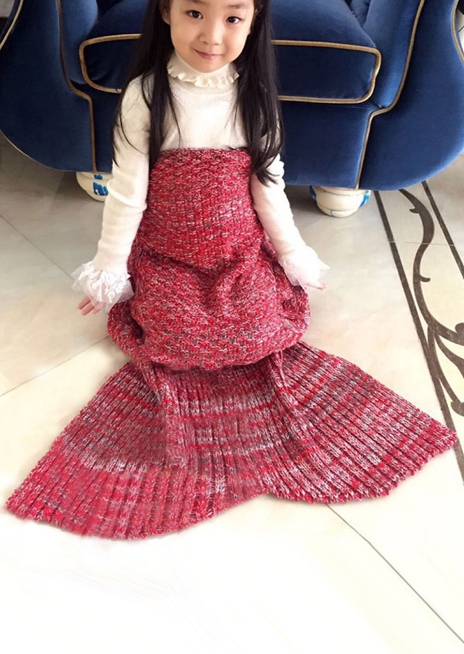 

Crochet Mermaid Tail Design Blanket For Kid, Purple;green;red;rose red, 86296