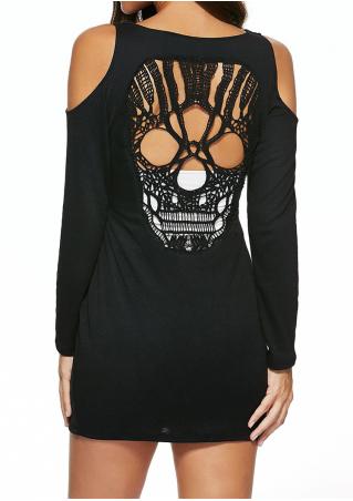 Solid Skull Hollow Out Mini Dress