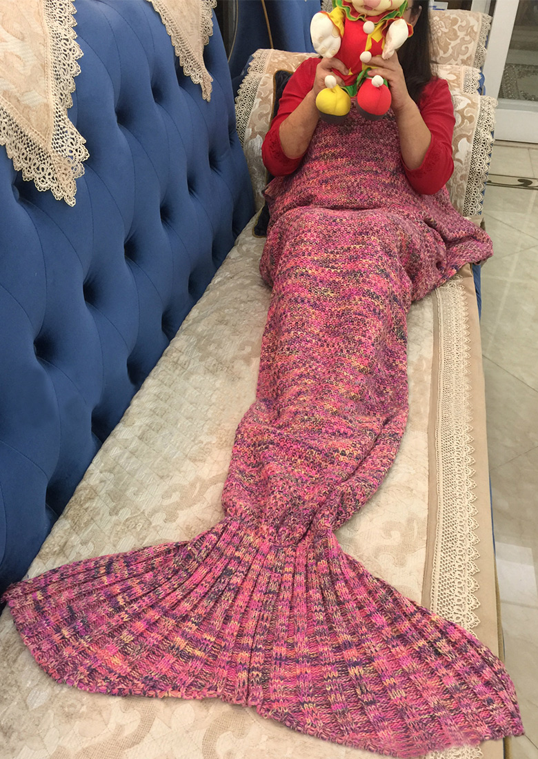 Multicolor Crochet Mermaid Tail Design Blanket