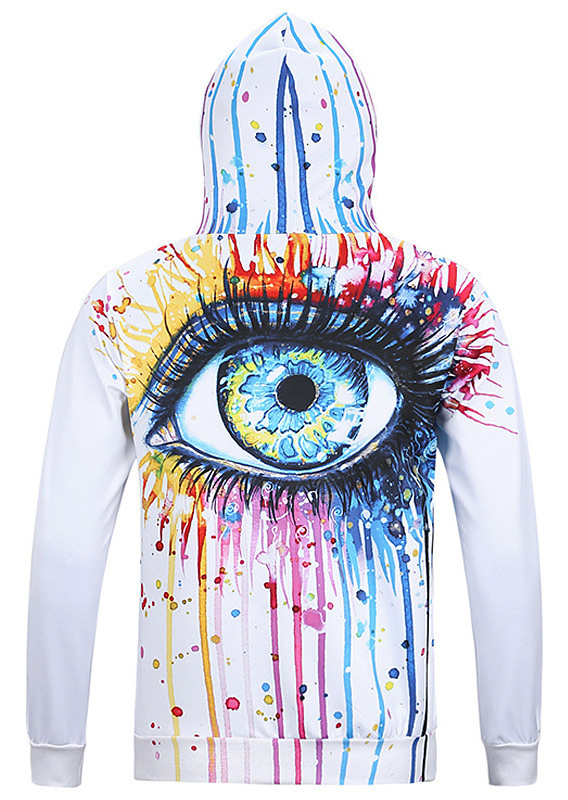 

Multicolor Eye Printed Hoodie, White, 89660