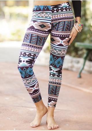 Multicolor Geometric Printed Skinny Leggings