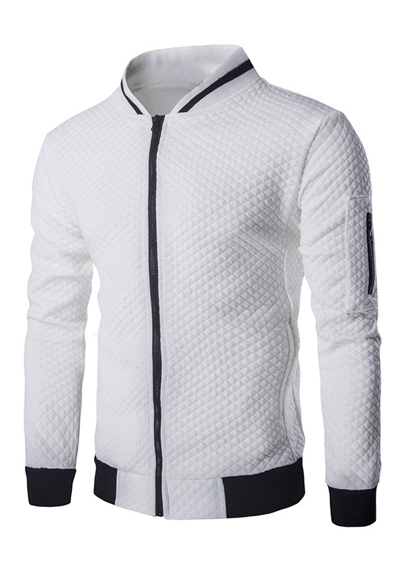 

Color Block Splicing Zipper Jacket, Black;white;gray, 91208