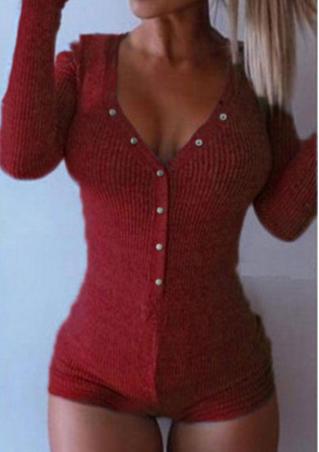 Solid Sports Sexy Long Sleeve Romper