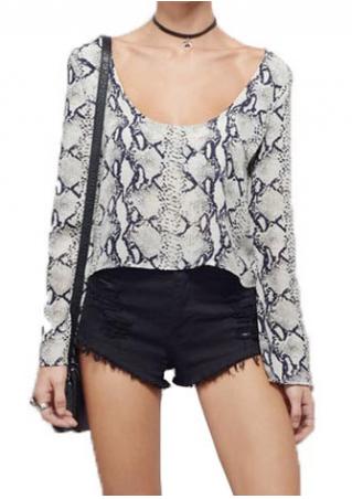 Snake Printed Blouse Without Necklace