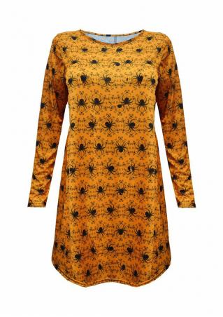 Halloween Spider Web Printed Casual Dress