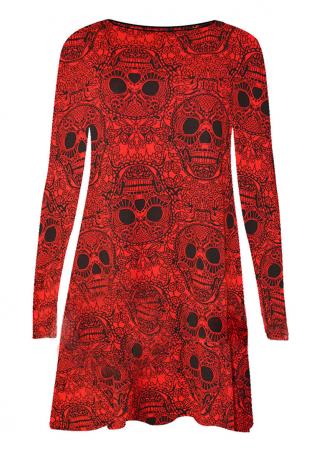 Halloween Skull Printed Casual Dress