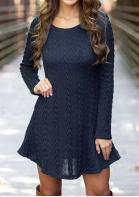 Solid Long Sleeve Knitted Mini Dress - Fairyseason