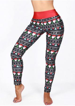 Christmas Multicolor Santa Printed Skinny Stretchy Leggings