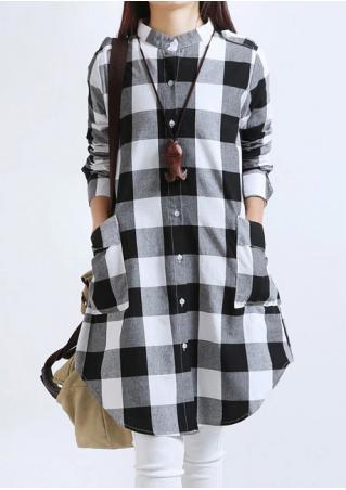 Plaid Casual Shirt Dress Without Necklace