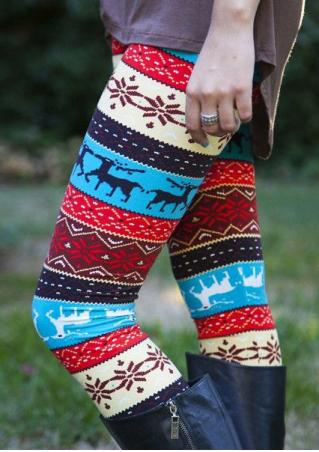 Christmas Reindeer Printed Skinny Leggings