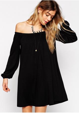 Solid Slash Neck Casual Mini Dress Without Necklace