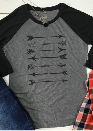 Arrow Printed Three Quarter Sleeve T-Shirt