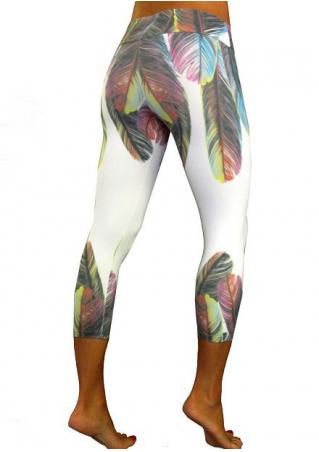 Multicolor Feather Printed Stretchy Leggings