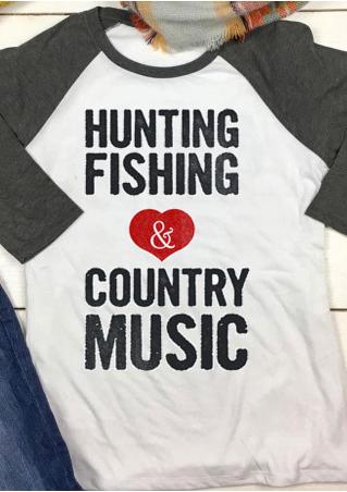 HUNTING Letter Printed Splicing T-Shirt
