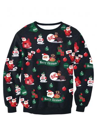 Christmas Printed Long Sleeve O-Neck Sweatshirt