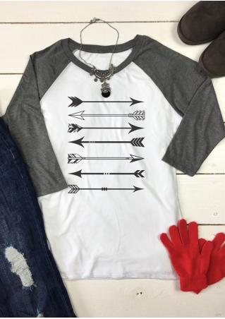 Arrow Printed Splicing T-Shirt Without Necklace