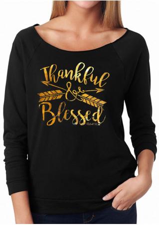 THANKFUL BLESSED Arrow Printed T-Shirt