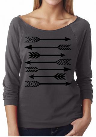 Arrow Printed Long Sleeve O-Neck T-Shirt